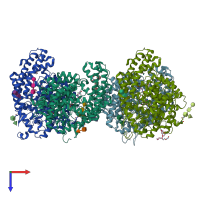PDB entry 5am9 coloured by chain, top view.