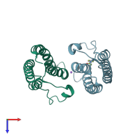 PDB entry 5ame coloured by chain, top view.