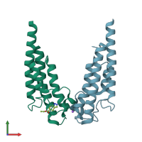 PDB entry 5amf coloured by chain, front view.