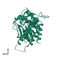 PDB entry 5amn coloured by chain, side view.