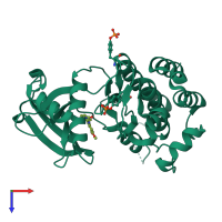 PDB entry 5amn coloured by chain, top view.