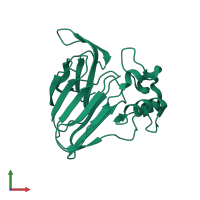 PDB entry 5amz coloured by chain, front view.