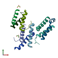 PDB entry 5an5 coloured by chain, front view.
