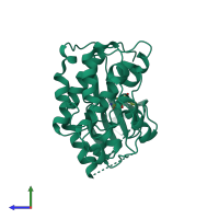 PDB entry 5ank coloured by chain, side view.