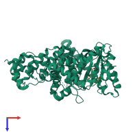 PDB entry 5anl coloured by chain, top view.
