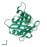 PDB entry 5anv coloured by chain, side view.