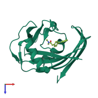 PDB entry 5anw coloured by chain, top view.