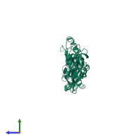 PDB entry 5aod coloured by chain, side view.