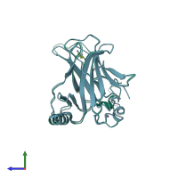 PDB entry 5aol coloured by chain, side view.