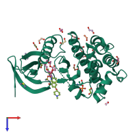 PDB entry 5ap0 coloured by chain, top view.
