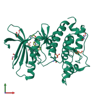 PDB entry 5ap1 coloured by chain, front view.