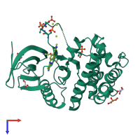 PDB entry 5ap1 coloured by chain, top view.