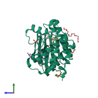 PDB entry 5ap3 coloured by chain, side view.