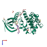 PDB entry 5ap3 coloured by chain, top view.