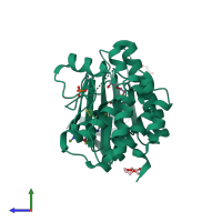 PDB entry 5ap4 coloured by chain, side view.