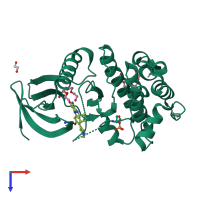PDB entry 5ap4 coloured by chain, top view.