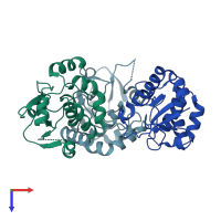 PDB entry 5ap8 coloured by chain, top view.