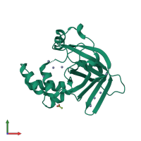 PDB entry 5aq6 coloured by chain, front view.