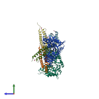 PDB entry 5aqg coloured by chain, side view.