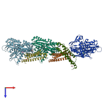 PDB entry 5aqg coloured by chain, top view.