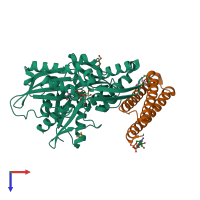 PDB entry 5aqk coloured by chain, top view.