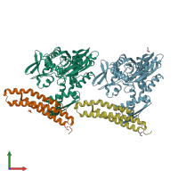 PDB entry 5aql coloured by chain, front view.