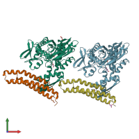 PDB entry 5aqm coloured by chain, front view.