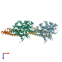 PDB entry 5aqm coloured by chain, top view.