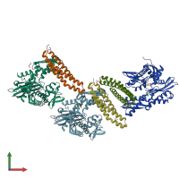 PDB entry 5aqn coloured by chain, front view.