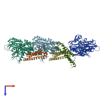 PDB entry 5aqn coloured by chain, top view.