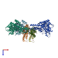 PDB entry 5aqo coloured by chain, top view.