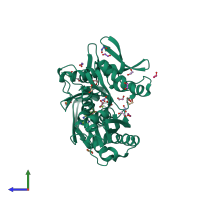 PDB entry 5aqy coloured by chain, side view.