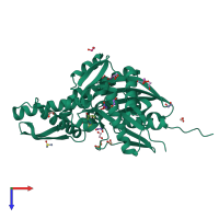 PDB entry 5aqy coloured by chain, top view.