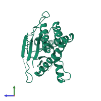 PDB entry 5ar1 coloured by chain, side view.