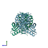 PDB entry 5ar4 coloured by chain, side view.