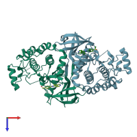 PDB entry 5ar4 coloured by chain, top view.