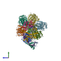 PDB entry 5ara coloured by chain, side view.