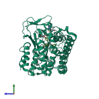 PDB entry 5arg coloured by chain, side view.