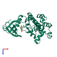 PDB entry 5auw coloured by chain, top view.
