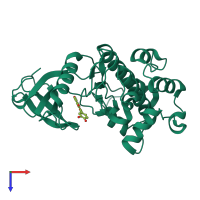 PDB entry 5av0 coloured by chain, top view.