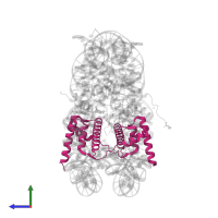 Histone H2B type 1-J in PDB entry 5av5, assembly 1, side view.