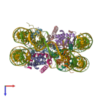 PDB entry 5av6 coloured by chain, top view.