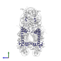 Histone H2A type 1-B/E in PDB entry 5av6, assembly 1, side view.