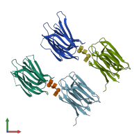 PDB entry 5av7 coloured by chain, front view.