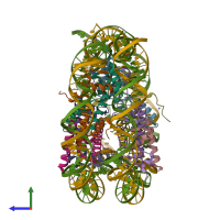 PDB entry 5av9 coloured by chain, side view.