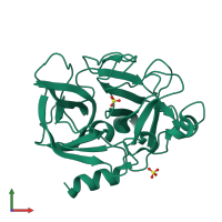 PDB entry 5avd coloured by chain, front view.