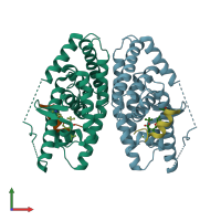 PDB entry 5avi coloured by chain, front view.