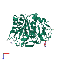 PDB entry 5avk coloured by chain, top view.