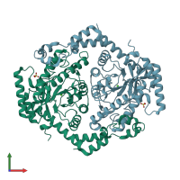 PDB entry 5avn coloured by chain, front view.