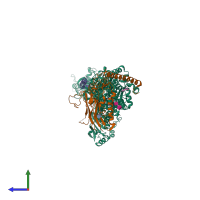 PDB entry 5avq coloured by chain, side view.